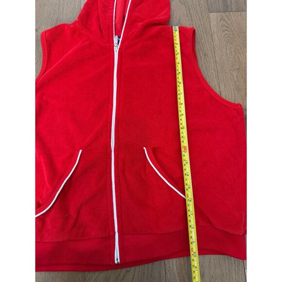 Vintage Red Catalina Hooded Terry Cloth Vest Zip Up Large - Picture 4 of 5